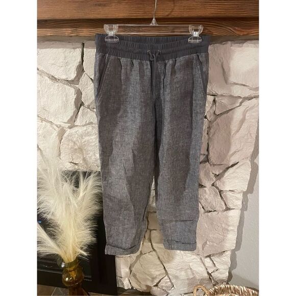Athleta Bali linen ankle pants silver/gray size 6 - Picture 1 of 5